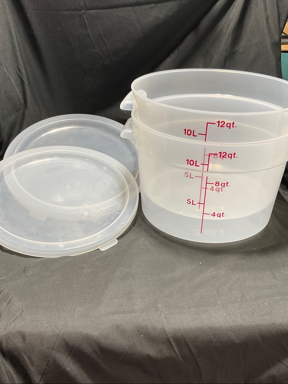 Clear Plastic Food Storage Containers with Lids - Set of 2. 12 Quart.
